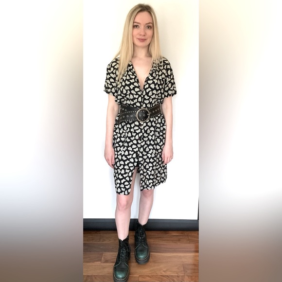 Black & white fine cotton dress button-up short sleeves EUR 40 US size 8 - 10 - Picture 13 of 16